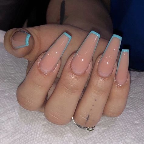 French Pedicure, Blue Acrylic Nails, Ombre Acrylic Nails, Simple Acrylic Nails, Acrylic Coffin, Acrylic Nails Coffin Short, Summer Acrylic Nails, Square Acrylic Nails, Coffin Nails Designs