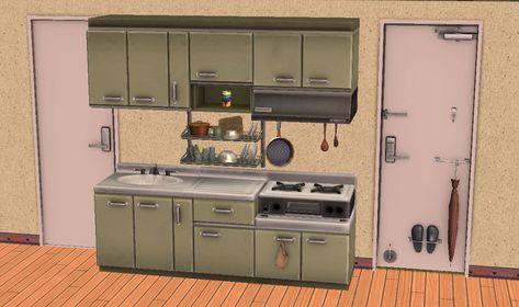 Jacky93Sims — Retro Korea Kitchen Set and Door for The Sims 2 Sims 2 Kitchen Cc, Sims 2 Build Cc, Sims 2 Cc Furniture, Tile Kitchen Counter, Sims 2 Kitchen, Korea Kitchen, The Sims 2 Cc, Sims 4t2, Sims2 Cc