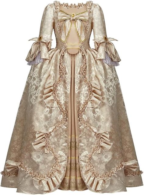 Amazon.com: RoleplayCos Court Rococo Baroque Marie Antoinette Ball Dresses 18th Century Victorian Dress Ball Gowns Royal Women Costume (L, Gold) : Clothing, Shoes & Jewelry Victorian Dress Costume, Madame Pompadour, Gothic Victorian Dresses, Rococo Dress, Antoinette Dress, Rococo Fashion, Period Dress, Historical Dresses, Halloween Dress