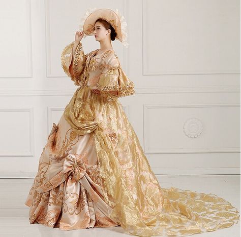 Marie Antoinette Dresses, Costume Masquerade, Tudor Dress, Poet Sleeve, Full Sleeves Dress, Antoinette Dress, Gown Floral, 18th Century Dress, Rococo Fashion