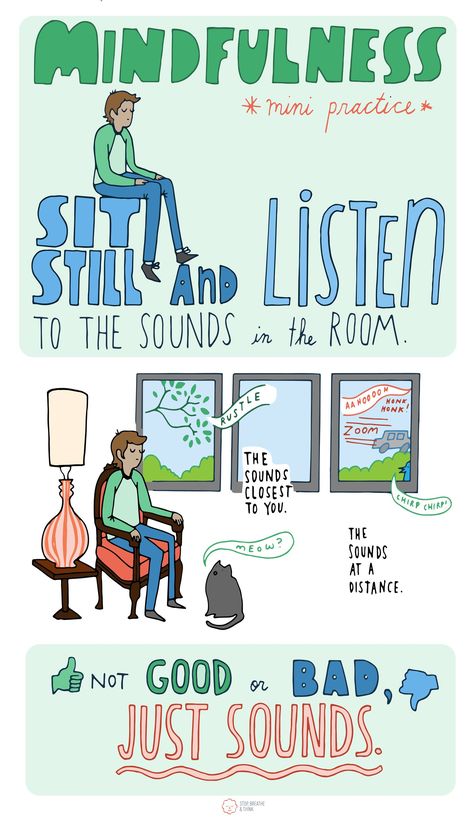 The simple act of listening can become a nice source of stress-relieving calm. Follow the simple road map in the infographic below. Monday Mindfulness, Mindful Listening, Mindful Moments, Mindfulness Exercises, Meditation For Beginners, Mindfulness Activities, Meditation Techniques, Education Humor, Meditation Quotes