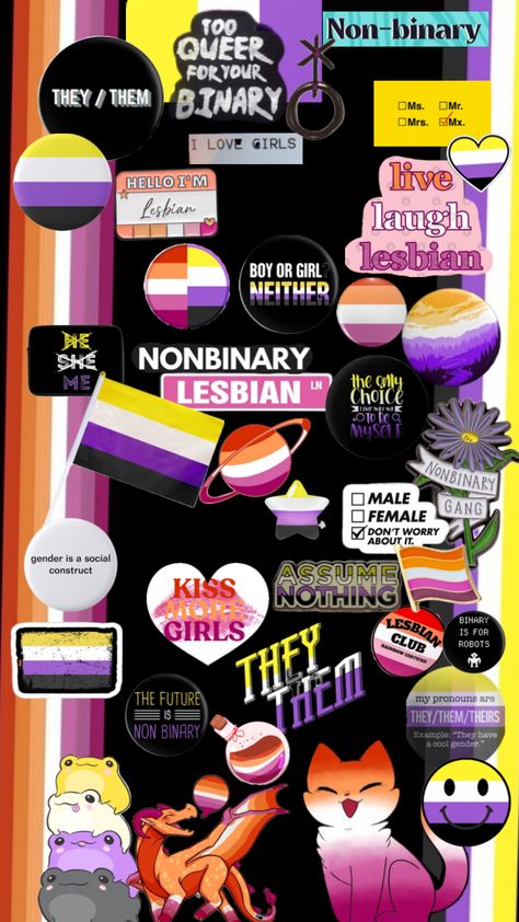 #lesbian #nonbinary #pride Queer Wallpaper Aesthetic, Nonbinary Wallpaper, Lgbtq Outfit, Lgbt Sticker, Lgbtq Quotes, Lgbt Memes, Lgbtq Funny, Lesbian Art, Lgbt Art