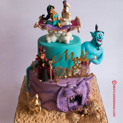 Aladdin Birthday Cake, Jasmine Birthday Cake, Princess Jasmine Cake, Jasmine Cake, Aladdin Cake, Aladdin Birthday Party, Aladdin Party, Jasmine Birthday, Crystal Cake