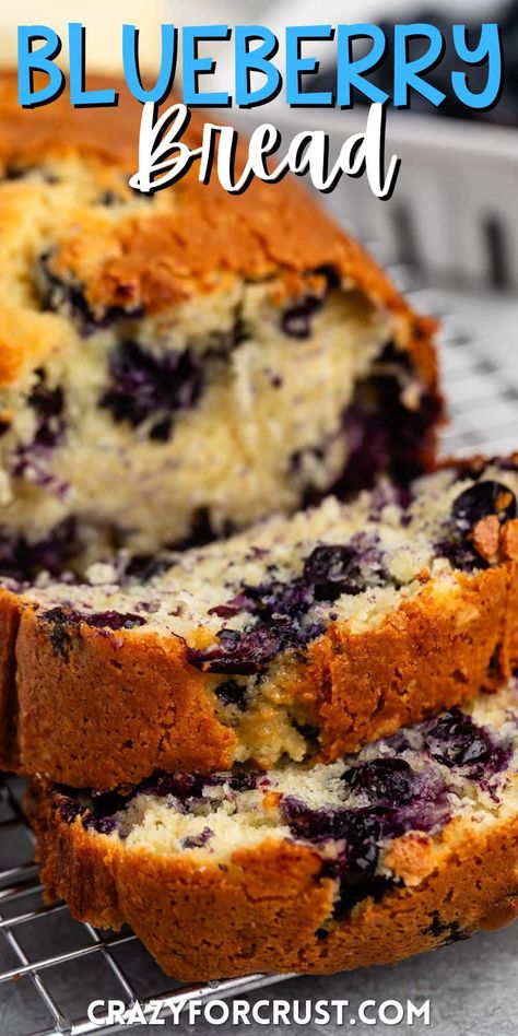 Easy Blueberry Bread Recipe is a fluffy moist quick bread with tons of blueberry flavor. It freezes well and is great for breakfast, brunch, snack or dessert! Blueberry Walnut Bread, Baked Goods That Freeze Well, Peach Blueberry Bread, Blueberry Bread Machine Recipes, Blueberry Meals, Blueberry Bread Easy, Breakfast Loaves, Blueberry Breakfast Recipes, Blueberry Loaf Bread