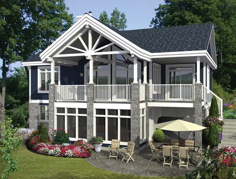 from houseplansandmore.com Small Lake House Plans, Small Lake Houses, Porch Area, Lake House Plans, House Cabin, Country Style House Plans, Cottage Plan, Lake Cottage, Lake Cabins