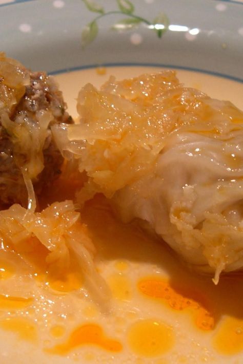 Stuffed Cabbage Rolls & Kraut Hungarian galumpkis Galumpki Recipe, Hungarian Cabbage Rolls, Hungarian Cabbage, Cabbage Rolls Polish, Pork And Rice, Unstuffed Cabbage Rolls, Stuffed Cabbage Rolls, Hungarian Cuisine, Unstuffed Cabbage