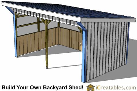 12x20 Run In Shed Plans Run In Shed Plans, Small Barn Ideas, 12x20 Shed Plans, 1x4 Wood, Loafing Shed, Lean To Shed Plans, Corrugated Metal Roof, Horse Barn Plans, Run In Shed