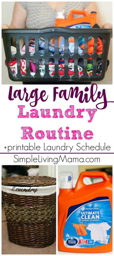 If you are struggling with the laundry, this large family laundry routine will help you figure out a routine that works for your family. Snag the free printable laundry schedule for a visual reminder of what to wash every day! #ad #membersmarkdetergent Laundry Day Schedule, Large Family Organization, House Schedule, Clean Laundry Detergent, Laundry Schedule, Spring Cleaning Challenge, Scented Laundry Detergent, Kid Laundry, Zone Cleaning