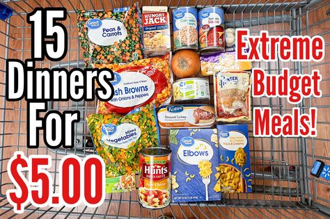 5 Dollar Meals Budget, Five Dollar Meals, Cheap Dinners For A Family Budget Weekly Meals Menu Planning, Cheap Aldi Meals, Walmart Dinner Ideas, Meals On A Budget Family, Low Income Meals, Aldi Meal Ideas, Budget Meals For Large Families