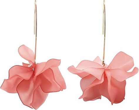 Amazon.com: Boho Rose Petal Dangle Resin Earrings - Long Drop Acrylic Tiered Flower Earrings - Statement Exaggerated Floral Tassel Earrings for Women and Girls (Pink): Clothing, Shoes & Jewelry Resin Earrings, Pretty Earrings, Large Earrings, Flower Fashion, Flower Petals, Rose Petals, Tassel Earrings, Long Earrings, Flower Earrings