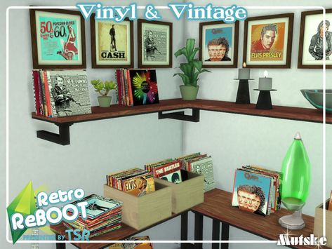 The Sims Resource - Retro ReBOOT Vinyl and Vintage Sims4 Retro Cc, Sims 4 Record Store Cc, Sims 4 Retro Cc Furniture, Sims 4 Vinyl Cc, Retro Sims 4 Cc, Sims 4 Retro Cc, Sims 4 Retro, Retro Game Room, Living Room Sims 4