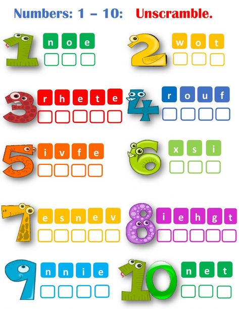 Numbers 1-10 unscramble worksheet Number Words 1-10, Number 1-10 Worksheet, 1-10 Worksheet, Numbers Worksheets For Kids 1-10, Numbers 1-10, Numbers Worksheets For Kids, Numbers In English, Worksheet Number, Numbers From 1 To 10