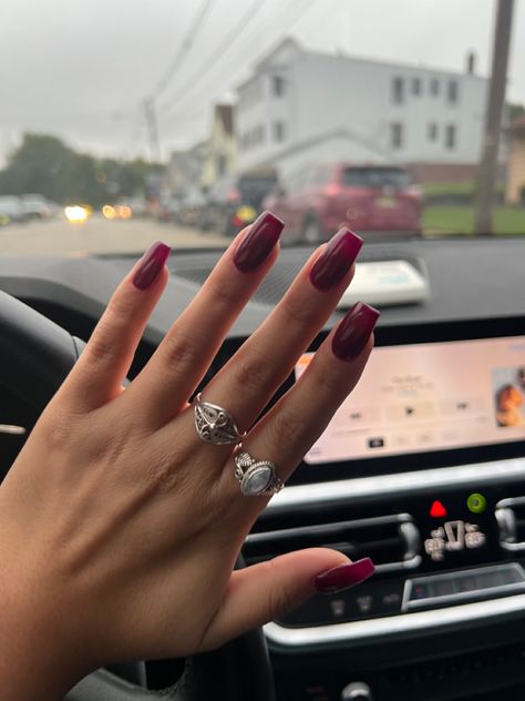 nail inspo dark cherry nails Cherry Red Coffin Acrylic Nails, Coffin Cherry Nails, Cherry Red Coffin Nails, Dark Red Coffin Nail Ideas, Black Cherry Nails Design, Cherry Nails Coffin, Black Cherry Nails Acrylic, Cherry Cola Nails, Nail Inspo Dark