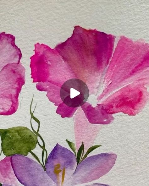 Simple Watercolor Flowers, Lotus Flower Painting, Botanical Collage, Watercolor Flowers Tutorial, Flowers Tutorial, Acrylic Painting Flowers, Flower Art Drawing, Easy Morning, Watercolor Flower Art