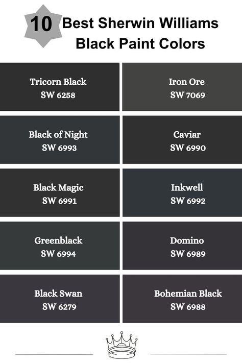 Best Sherwin Williams Black Paint, Black And White Paint Colors, Sherwin Williams Black Paint Colors, Best Black Paint Color, Caviar Sherwin Williams, Colors Trend 2023, Sherwin Williams Black, Black Paint Colors, Black Color Images