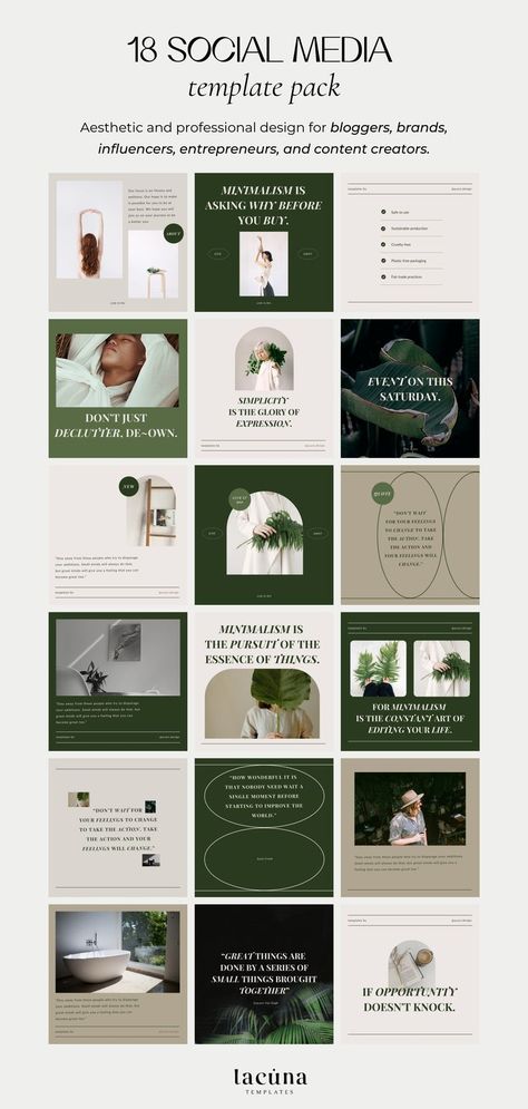 18 Social Media Canva Green Pack😍 Instagram Template Elegant Instagram, Colorful Instagram, Pack Instagram, Aesthetic Templates, Reels Ideas, Story Templates, Aesthetic Template, Free Instagram, Instagram Reels