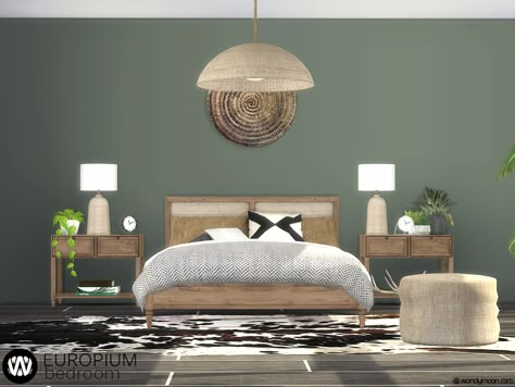 The Sims Resource - Europium Bedroom Sims4 Build, Sims 4 Build Cc, Bedroom Clocks, Sims 4 Bedroom, The Sims 4 Custom Content, Furniture Cc, Sims Inspiration, Mods Sims 4, Interior Design Presentation