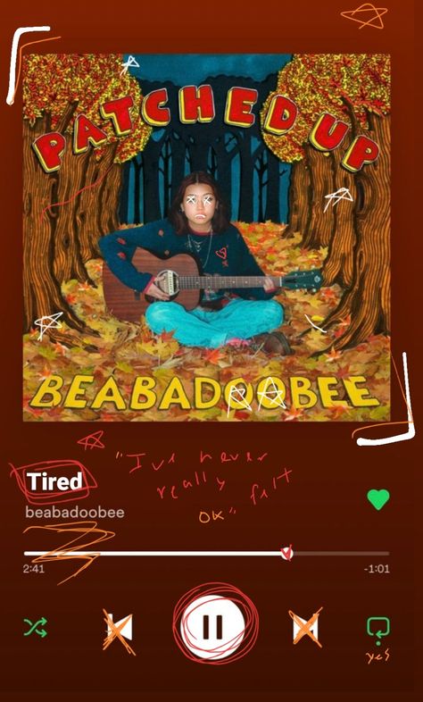 Tired Beabadoobee, Beabadoobee Spotify, Fav Song, Music Poster, Rock Music, Musical, Lookbook, Songs, Concert