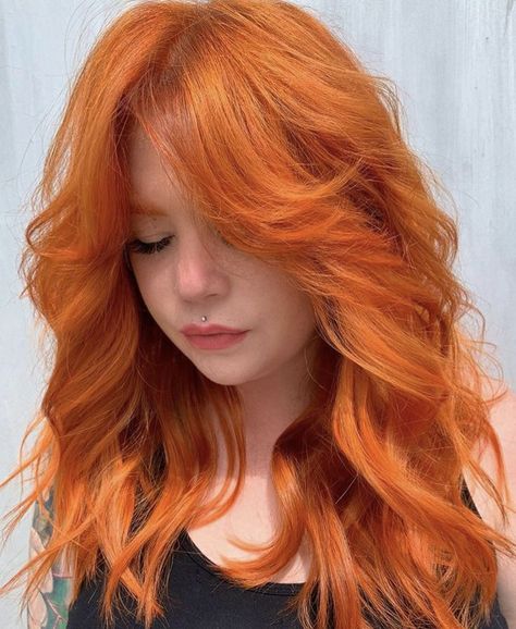 Light Ginger Hair, Ginger Hair Dye, Orange Hair Color Ideas, Bright Copper Hair, Burnt Orange Hair, Orange Hair Dye, Red Hair Brown Eyes, Ginger Hair Dyed, Orange Hair Color