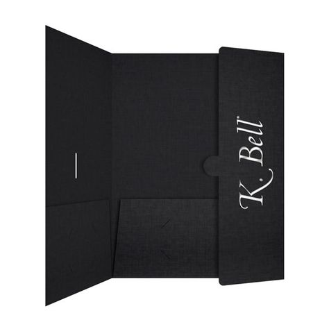 K. Bell Foil Stamped Presentation Folder (Inside Panel View) Pocket Folder Design Inspiration, Creative Folder Design, Folder Design Inspiration, Pocket Folder Design, Corporate Folder, Company Folders, Presentation Folder Design, Business Folder, Custom Folders