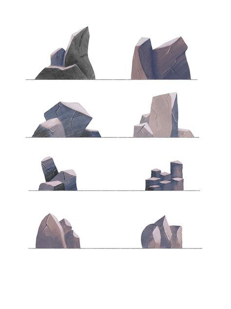 Rock Design Concept Art: Procreate on Behance Bouldering Illustration, Rocks Illustration, Stone Illustration, Rock Illustration, Rock Drawing, Stone Drawing, Drawing Rocks, Concept Art Tutorial, 2d Game Art