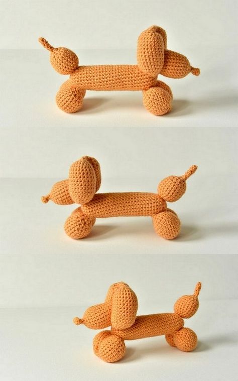 Alluring Crochet Balloon Dog Patterns and Tutorials Free Crochet Patterns Balloon Dog, Absolute Beginner Sewing Projects, Crochet Balloon Animals Free Pattern, Crochet Ballon Animals Free Pattern, Ballon Dog Crochet Pattern Free, Crochet Ballon Animals, Free Crochet Dog Toy Patterns, Weiner Dog Crochet Pattern, Balloon Animal Crochet Pattern Free