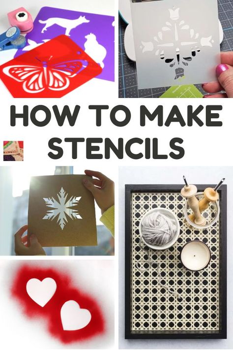 Learn how to make stencils with a Cricut machine or DYI without any gadgets. Stenciling has become popular and this page will show tips and tricks along with tutorials on stenciling. Cricut Stencil Vinyl, Diy Stencil Patterns, Free Stencil Maker, Card Making Stencils, Make Your Own Stencils, Stencil Patterns Templates, Repurposed Crafts, Faith Crafts, Freezer Paper Stenciling