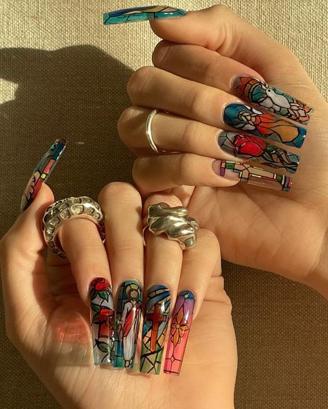 Stained Nails, Deco Nails, Glass Nails Art, Art Deco Nails, Mei Mei, French Acrylic Nails, Glass Nails, Gel Nail Designs, Fire Nails