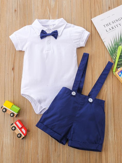 Blue and White Glamorous  Short Sleeve Cotton Colorblock  Embellished Slight Stretch All Baby Clothing Newborn Baby Boy Dress, Newborn Baby Boy Dress. Tay, Prince Costume For Baby Boy, Baby Boy Dress Clothes, Boys Boutique Clothing, Baby Boy Bow Tie, Kids Wear Boys, Baby Boy Button Up Shirt, Kids Dress Wear