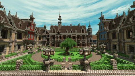 Minecraft Town Minecraft Building Ideas Town Square, Minecraft Village Square, Minecraft Town Centre, Minecraft Town Square Fountain, Minecraft City Square, Town Square Minecraft, Minecraft Town Square, Minecraft Poster, Mansion Minecraft