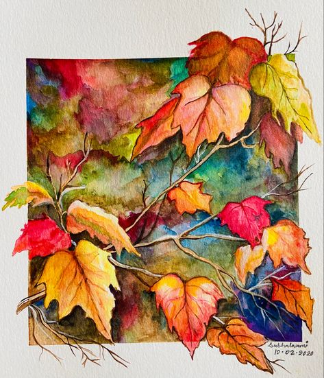 Paintings Tutorials, Fall Watercolor, Watercolor Flower Art, Bird Painting, Flower Paintings, 수채화 그림, Watercolor Art Lessons, Watercolor Paintings Tutorials, Beautiful Autumn