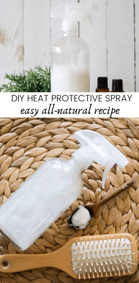 This DIY heat protectant spray is made with all-natural ingredients and will keep hair healthy, soft, and smooth. Learn how to make DIY heat protectant spray with 4-ingredients that works for all hair types. Easy to use heat protectant spray for natural hair. #diyhairspray #heatprotectantspray #diyheatprotective #naturalhaircare #haircare #naturalhair Diy Heat Protectant For Hair Homemade, Diy Hair Protectant Spray, Diy Heat Protectant For Hair, Diy Hair Heat Protectant, Natural Hair Heat Protectant, Diy Heat Protectant, Clean Hair Products, Diy Hair Spray, Keep Hair Healthy