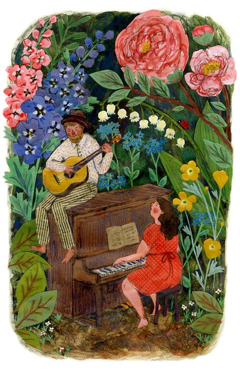 Phoebe Wahl, Enchanted Flowers, 동화 삽화, Music Drawings, Art Et Illustration, Flowers Print, Art And Illustration, The Piano, Illustration Inspiration