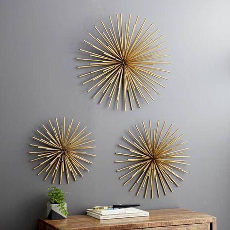 31 Home Products From Walmart That Are Pretty Much Dream-Worthy Sunburst Wall Decor, Contemporary Wall Sculptures, Starburst Wall Decor, Dimensional Wall Decor, Gold Wall Decor, Gold Starburst, Starburst Design, Large Metal Wall Art, 3d Wall Decor