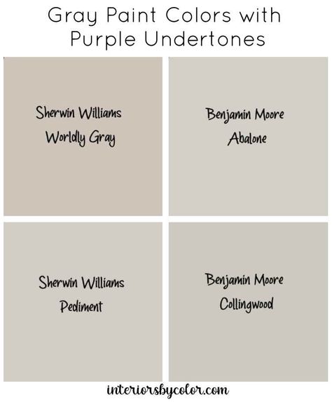 Collingwood Benjamin Moore, Benjamin Moore Abalone, Benjamin Moore Collingwood, Paint Colors Green, Grey Purple Paint, Colors With Purple, Taupe Paint Colors, Worldly Gray, Green Grey Paint