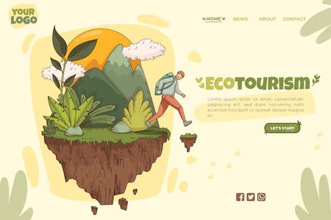 Free Vector | Eco tourism concept Logomark Design, Travel Template, Tourism Design, Eco Tourism, Landing Page Template, Illustration Art Drawing, Page Template, Cartoon Style, Visual Design