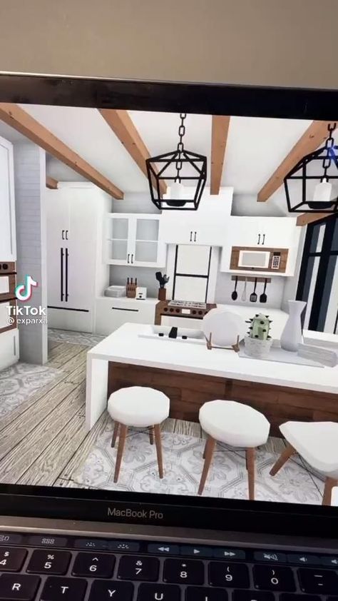 Small House Layout Tiktok Kitchen, Modern Family House, House Decorating Ideas Apartments, Floor Bloxburg, Small House Layout, Simple Bedroom Design, Tiny House Layout, Diy House Plans, House Bloxburg