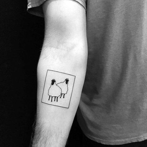 Minimalistic Simple Inner Forearm Square Guys Sheep Tattoo Deisgns Sheep Tattoo Design, Minimalist Tattoo Meaning, Sheep Tattoo, Dragon Tattoo Back Piece, Paris Tattoo, Typography Tattoo, French Tattoo, Dragon Sleeve Tattoos, Delicate Tattoo