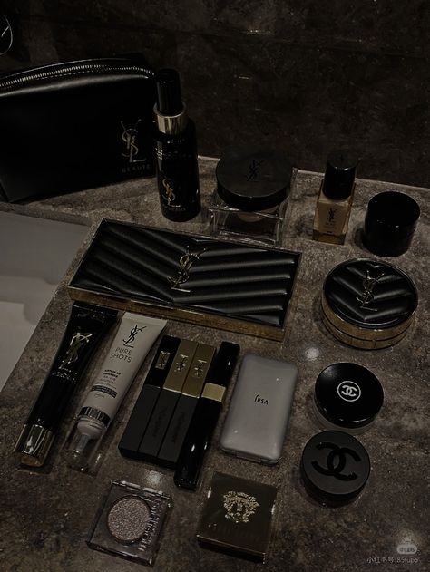 Saint Laurent Makeup Aesthetic, Ysl Astethic, Ysl Beauty Aesthetic, Ysl Aesthetic Black, Ysl Makeup Aesthetic, Luxury Makeup Aesthetic, Ysl Vibes, Lexi Core, Yves Saint Laurent Aesthetic