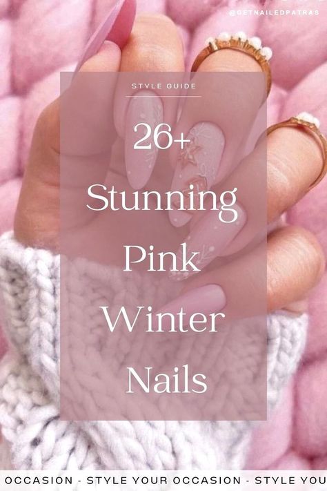 Holiday Nails Pink And White, White Nails Pink Glitter, Winter Pink Nail Color, Winter White Nails Short, Pink Winter Nails Short, Light Almond Nails, Light Winter Nails, Light Pink Almond Nails Design, Light Pink Nails Gel