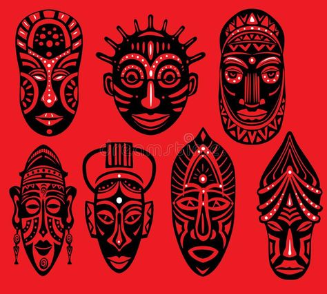 Symbols Illustration, Africa Tribes, Africa Art Design, Set Background, African Symbols, Mask Drawing, Afrique Art, Geometric Symbols, Adinkra Symbols