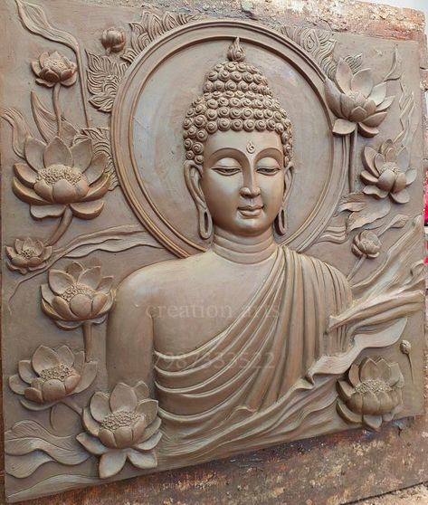 Budha Mural Sculpture, 3d Buddha Wall Art, Buddha Photo, Buddha Wall Decor, Buddha Home Decor, Mural Art Design, Buddhist Art Drawing, House Wall Design, Stone Wall Art