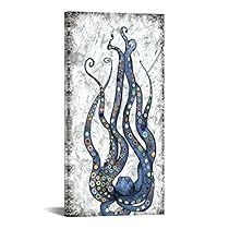 Abstract Octopus, Artwork For Kids, Octopus Painting, Octopus Wall Art, Blue Octopus, Canvas Wall Art Abstract, Wall Decor Prints, Picture Poster, Vertical Wall Art