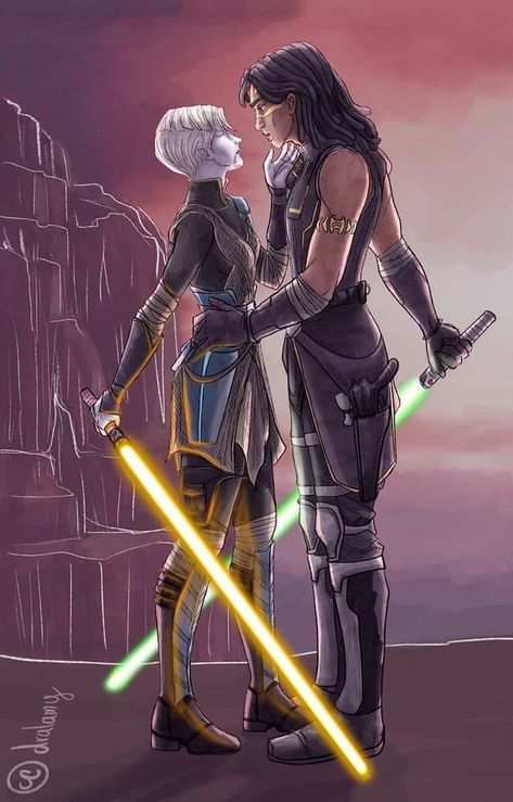 Clone Jedi, Aliens Art, Quinlan Vos, Star Wars Couples, Scene Illustration, Asajj Ventress, Star Wars Background, Star Wars Sith, High Ground