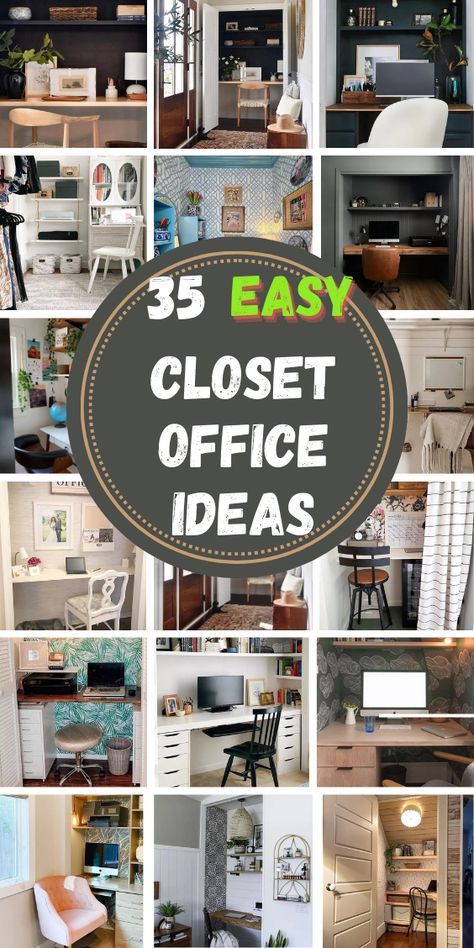 Transform your small space with these closet office ideas! Discover creative and functional solutions to convert a small or walk-in closet into a stylish and efficient workspace. 

From clever organization solutions and space-saving furniture to chic decor and smart layouts, these ideas will help you create a productive and inviting office. Perfect for apartments and small homes, explore designs that blend functionality with style.

Click to see more and follow us for endless closet office inspiration and ideas! Office Small Space Ideas, Closet Office Ideas Small Walk In, Cloffice Ideas Small Spaces, Closet To Office Conversion, Office And Closet Combo Room, Closet Office Ideas Small, Office Closet Organization, Closet Office Ideas, Closet Turned Office