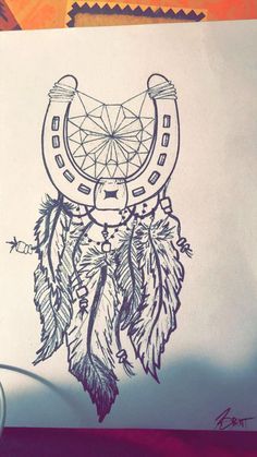 Atrapasueños Tattoo, Tattoos For Women On Thigh, Dream Catcher Drawing, Images Noêl Vintages, Horse Shoe Tattoo, Cowgirl Tattoos, Dream Catcher Tattoo Design, Western Tattoos, Dream Catcher Tattoo