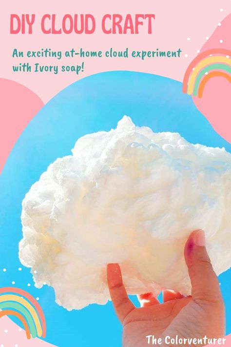 Create your own cloud at home with ivory soap for this fun DIY craft and science experiment! This "cirrus"-ly fun DIY Cloud Craft is the perfect kid’s summer activity!

How to make a cloud / Cloud recipe / Cloud DIY / Cloud craft / Cloud art for kids / Cloud experiment / Crafts for kids / Kids activities / Kids craft ideas / Fun kid crafts / Science activities / Science crafts / Kids science / Science experiments kids / DIY science experiments / Cool science projects / Summer science experiments Make Clouds With Cotton Balls, Clouds Science Fair Project, Cloud 9 Party Games, Cloud 9 Birthday Party Games, Cloud Crafts Preschool, Cloud Activities For Kids, Cloud 9 Birthday Party Ideas Diy, Cloud 9 Birthday Party Activities, Cloud 9 Party Ideas