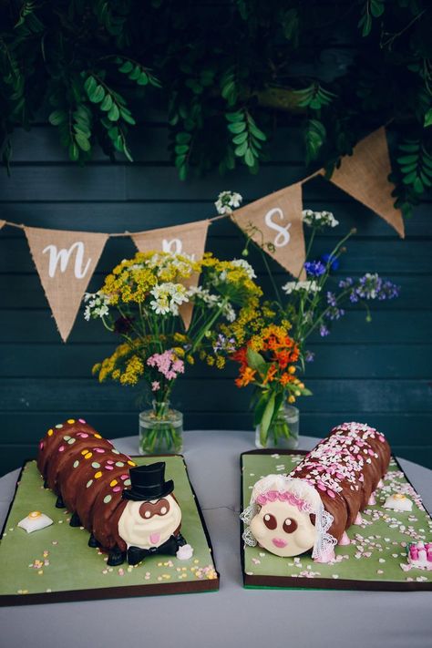 Colin The Caterpillar Cake, Colin The Caterpillar, Caterpillar Cake, Wedding Cake Prices, Wedding Cake Alternatives, Groom Wedding Cakes, Colourful Wedding, Dark Wedding, Gorgeous Wedding Cake