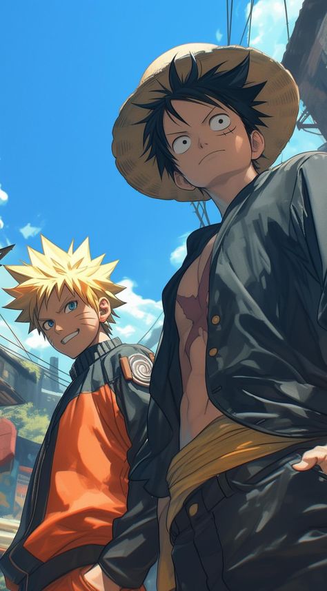 【LUFFY & NARUTO】 ⁀➷ Wallpaper ✪ Luffy X Naruto, Lord Seventh, Anime Verse, Naruto Crossover, Luffy Naruto, Naruto One Piece, Sasuke And Itachi, Naruto Shippuden Characters, Naruto And Hinata