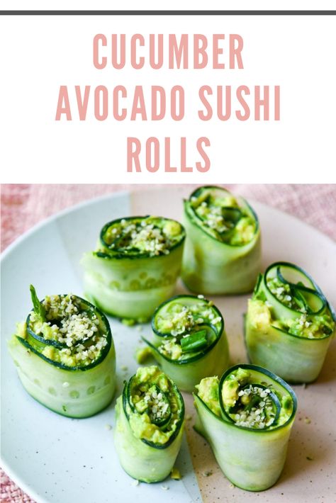 Cucumber Sushi Bites, Veg Sushi Recipes Homemade, Cucumber Rolls Vegan, Vegan Cucumber Sushi, Cucumber Sushi Rolls Vegan, Sushi Cucumber Roll, Cucumber Rolls Sushi, Nutritional Dinners, Vegan Snacks For Party